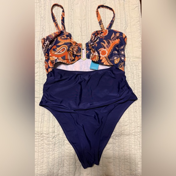 Cupshe Paisley and Navy One Piece Swimsuit - Picture 3 of 4